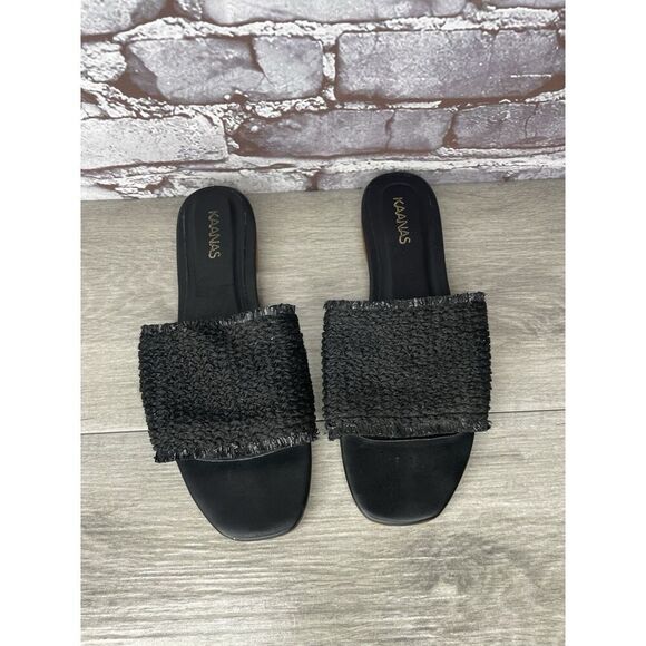 Kaanas Black Leather Synthetic Casual Columbia Slide Sandals Women Sz 9M US/40EU - Picture 9 of 16